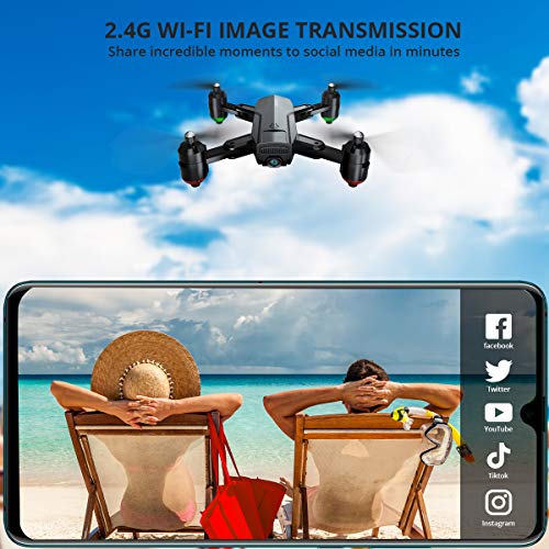 Dragon Touch Drone Plegable GPS con Cámara 1080P HD Avión con WiFi FPV Control Remoto Modo sin Cabeza RC Quadcopter Drone para Niños Principiantes Adultos