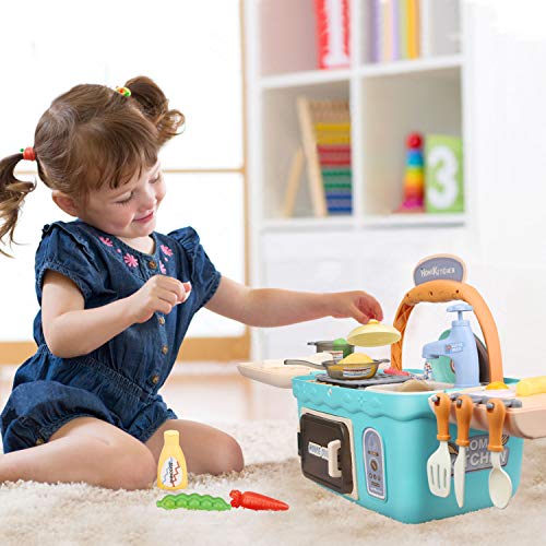 Dreamon Cocina Juguetes Set para Niñas, Accesorios Cocina con Musica Ligera Niña (Verde)