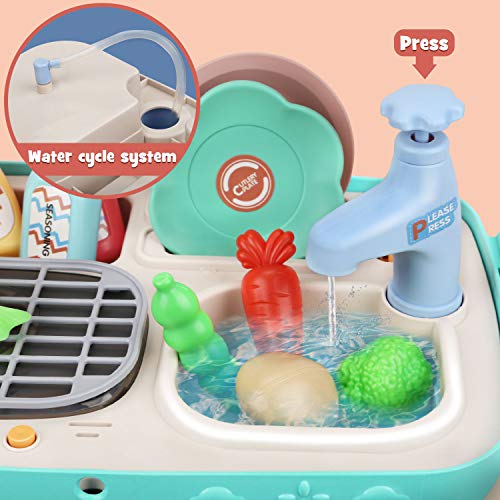 Dreamon Cocina Juguetes Set para Niñas, Accesorios Cocina con Musica Ligera Niña (Verde)