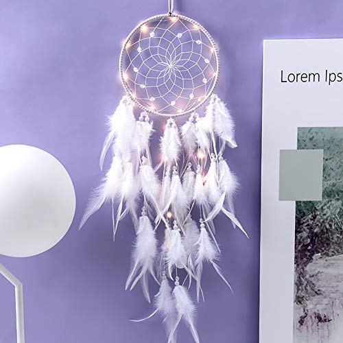 Dsaren Atrapasueños Led, Plumas Atrapasueños Hecho a Mano Dream Catcher Pequeno para Coche Dormitorio Boda Pared Hogar Fiesta Regalo