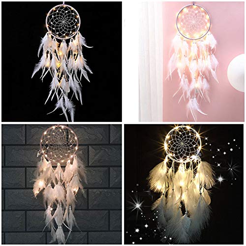 Dsaren Atrapasueños Led, Plumas Atrapasueños Hecho a Mano Dream Catcher Pequeno para Coche Dormitorio Boda Pared Hogar Fiesta Regalo