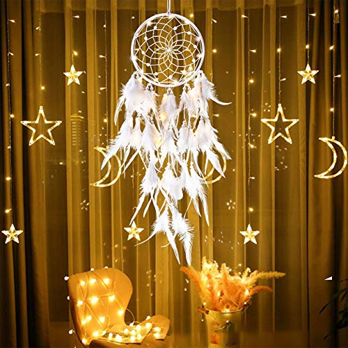 Dsaren Atrapasueños Led, Plumas Atrapasueños Hecho a Mano Dream Catcher Pequeno para Coche Dormitorio Boda Pared Hogar Fiesta Regalo