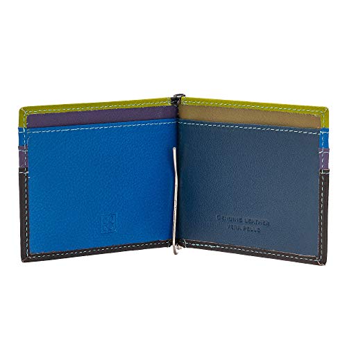 DUDU Cartera de Hombre con Pinza para Billetes, realizada en Piel con Finos Bolsillos portatarjetas Woods