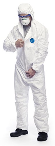 DuPont Tyvek 500 Xpert | Ropa de protección química con capucha,Categoría III, Tipo 5-B y 6-B | Resistente pero Ligero | Blanco|Talla XL