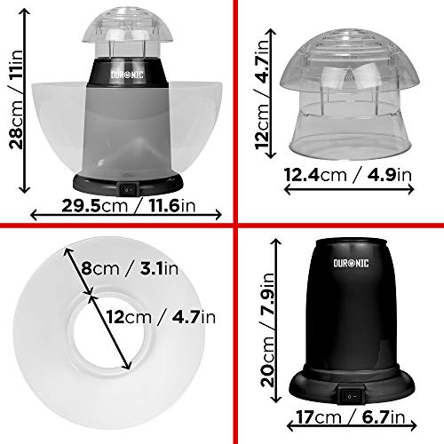 Duronic POP50 Máquina para Hacer Palomitas 1200W Sin Aceite - Taza medidora y Recipiente sin BPA Incluido - Listo en 3 Minutos