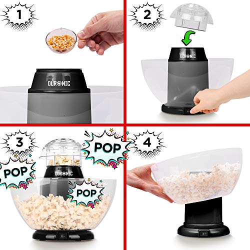 Duronic POP50 Máquina para Hacer Palomitas 1200W Sin Aceite - Taza medidora y Recipiente sin BPA Incluido - Listo en 3 Minutos