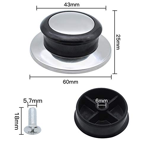 DXLing 6 Unidades Pomo para Tapa de Cocina Universal Manija de Elevación Perillas de Repuesto Resistente Calor con Tornillos Pomo para Tapa de Olla Utensilios de Cocina Reemplazar Piezas de Repuesto