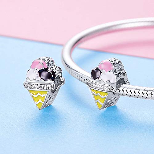 Dxlts Charm Abalorio Mujer DIY Joyería Plata de Ley de 925 Helado Charms Bead Ideal para regalarlo a Cualquiera Que Tenga una Pandora,Cumpleaños Navidad San Valentín Regalo