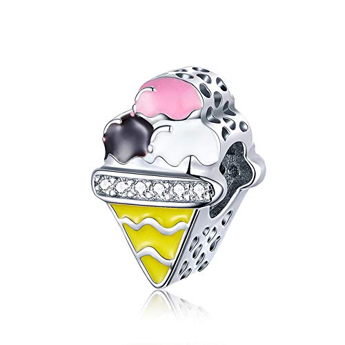 Dxlts Charm Abalorio Mujer DIY Joyería Plata de Ley de 925 Helado Charms Bead Ideal para regalarlo a Cualquiera Que Tenga una Pandora,Cumpleaños Navidad San Valentín Regalo