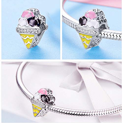 Dxlts Charm Abalorio Mujer DIY Joyería Plata de Ley de 925 Helado Charms Bead Ideal para regalarlo a Cualquiera Que Tenga una Pandora,Cumpleaños Navidad San Valentín Regalo