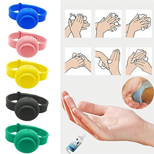 Earleye0 Dispensador de Mano para Niños Adultos Pulsera Dispensador de Jabón para Correa Portátiles Silicona Ajustable al Aire Libre Apriete el cinturón