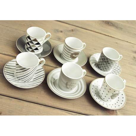 EASY LIFE 126CMHA - Juego de 6 Tazas de café, Porcelana, Multicolor, 10 cm