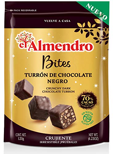 El Almendro Bites De Turrón De Chocolate Negro Crujiente 70% - 120 Gr