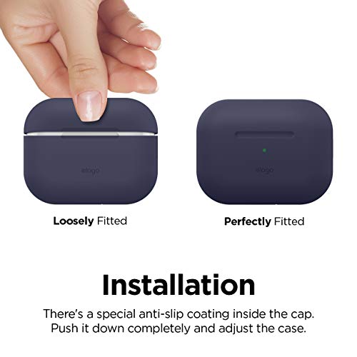 elago Slim Fit Funda Silicona Compatible con Apple AirPods Pro (2019) - 360° Protección de Cuerpo Completo, Premium Silicona [Ajuste Probado] (Jean Indigo)