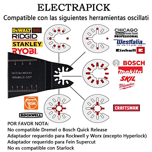 electrapick 28 Piezas Accesorios para Herramientas Oscilantes Multifunción Hojas de Sierra Bosch Dewalt Makita para Corte de metal/madera/azulejo/clavo