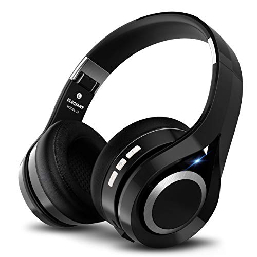 ELEGIANT Cascos Bluetooth 5.0 Inalámbricos, Auriculares Bluetooth Diadema con Micrófono CVC 6.0 Cancelación Ruido Manos Libre Sonido Nítido Estéreo 16H de Duración para TV Móviles IOS Android, Negro