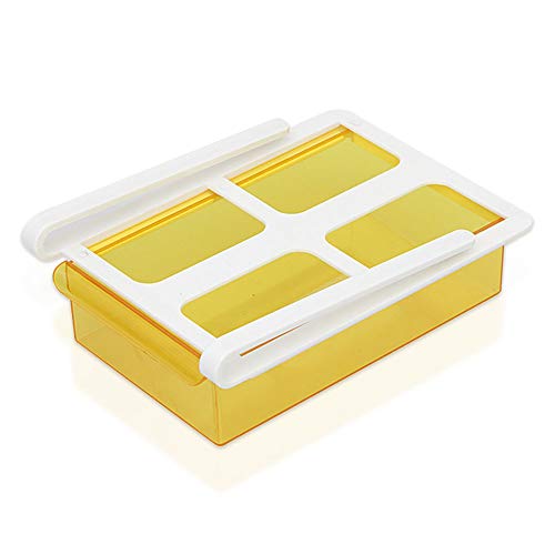 Elinala Organizador de Cajón para Nevera, Organizador Nevera, 2 PCS Refrigeradores de Plástico Contenedores Extraíbles y Organizador de Estante para Verduras y Frutas (Amarillo)