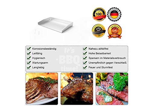 ELITE BBQ V2A - Plancha universal de acero inoxidable para barbacoa (20 x 30 mm, grosor de 4 mm, apta para barbacoas de carbón vegetal, como Weber Napoleon Grill, Campingaz Broil King