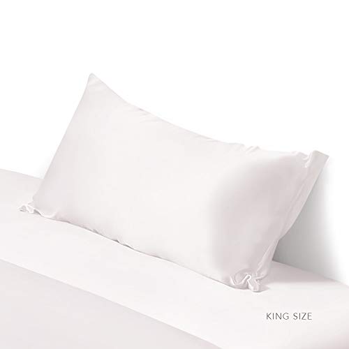 ElleSilk 100% Seda Funda de Almohada, 22 Momme, Seda de Morera de Grado Superior, Tinte Natural, Super Suave y Acogedor, 50 x 90cm, Blanco