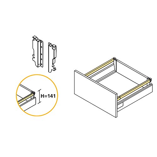 EMUCA - Kit de cajón para Cocina o baño con guias de extracción Total y Cierre Suave, Altura 141mm y Profundidad 450mm, Gris