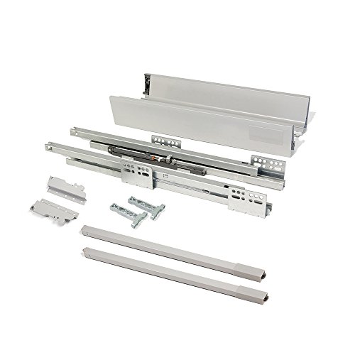 EMUCA - Kit de cajón para Cocina o baño con guias de extracción Total y Cierre Suave, Altura 141mm y Profundidad 450mm, Gris