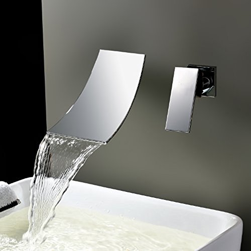 Encantadores Accesorios de plomería de una manija Montaje en Pared generalizada Cascada de bañera Grifo de Lavabo de tocador de baño Grifería de Lavabo de Lavabo de Cromo Pulido de latón