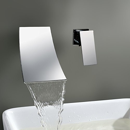 Encantadores Accesorios de plomería de una manija Montaje en Pared generalizada Cascada de bañera Grifo de Lavabo de tocador de baño Grifería de Lavabo de Lavabo de Cromo Pulido de latón