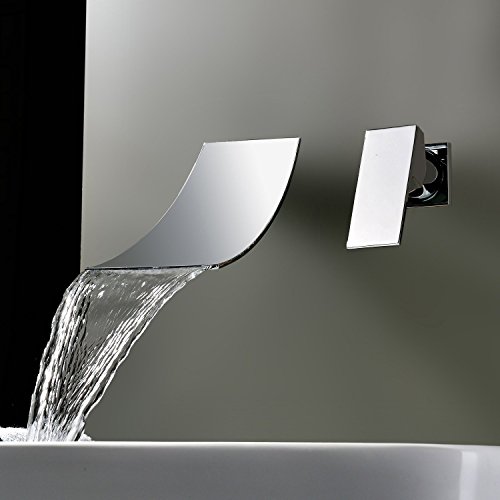 Encantadores Accesorios de plomería de una manija Montaje en Pared generalizada Cascada de bañera Grifo de Lavabo de tocador de baño Grifería de Lavabo de Lavabo de Cromo Pulido de latón