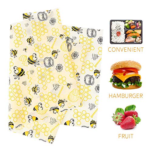 Envoltorio Cera De Abeja, Wraps, Hospaop Wrap reutilizable Eco Friendly Zero Waste Almacenador de Alimentos para Quesos,Frutas,Vegetales