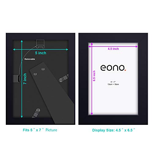 Eono by Amazon - Marco de Fotos de Madera Maciza y Cristal de Alta Definición para Pared o Sobremesa 13x18 cm Negro