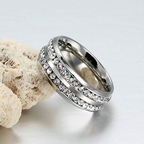 Epinki Anillos de Pareja Circonita Forma Cuadrada Rojo Plata y Plata Anillos de Compromiso Pareja Talla Mujer 15 & Hombre 15