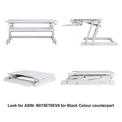 ER Saludable Sentado y de pie Computadora de Escritorio Estación de Trabajo | Altura-Ajustable Mesa Permanente | Elevación y Bajada de la Mesa a Varias Posiciones para ergonómico Comfort (Blanco)