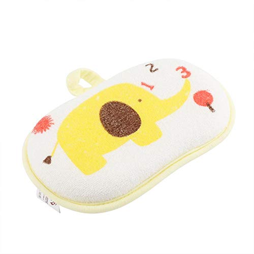 Esponja de baño para bebés, Lindo modelo de elefante Algodón Natural Esponja de baño para bebés Espuma suave Exfoliante Absorbente hipoalergénico Mar de mar natural para niños pequeños (Yellow)