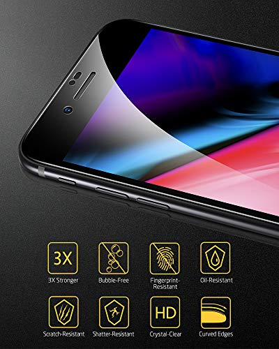 ESR Pellicola iPhone 8/7/6s/6 [2 Pezzo], Pellicola Vetro Temperato [3D Massima Protezione a Copertura Totale][Applicatore per Installazione Facilitata] per iPhone 8/7/6s/6, Negro