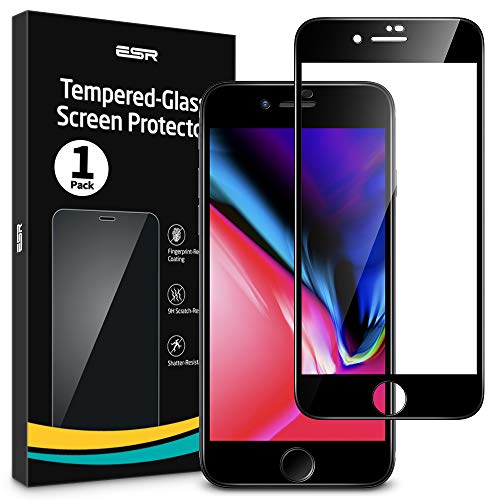 ESR Pellicola iPhone 8/7/6s/6 [2 Pezzo], Pellicola Vetro Temperato [3D Massima Protezione a Copertura Totale][Applicatore per Installazione Facilitata] per iPhone 8/7/6s/6, Negro