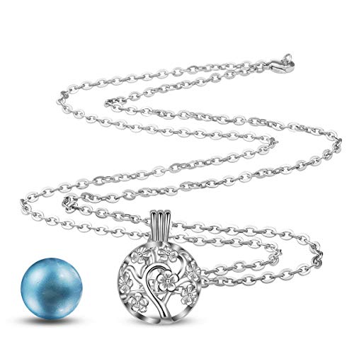 EUDORA Harmony Ball Flor de Cerezo Bisuteria Collares de Mujer, Llamador de Angeles Embarazada, Colgantes de Mujer Primer Embarazo Mamá Regalos Originales para Mujer Hermana, 76,2cm