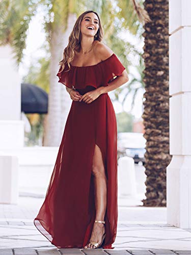 Ever-Pretty A-línea Vestido de Noche Verano para Mujer Borgoña 52