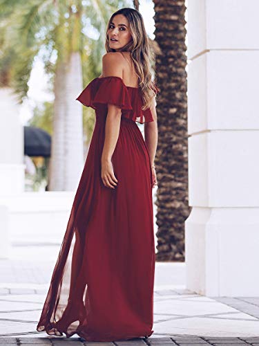 Ever-Pretty A-línea Vestido de Noche Verano para Mujer Borgoña 52