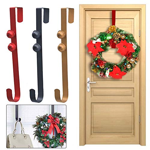 evergreemi Paquete De 1/4 Percha para Coronas De 15 Pulgadas, Coronas Navideñas, Gancho con Decoración De Campana, Metal sobre La Puerta, Gancho Simple, Decoración Navideña para Puerta Delantera