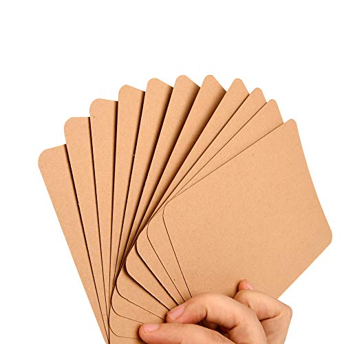 ewtshop® - Tarjetas de cartón, 50 unidades, DIN A6, cartón natural, papel kraft, marrón natural