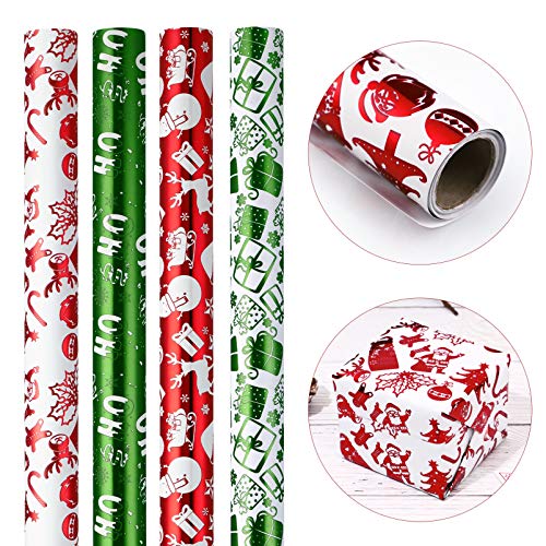 EXCEART 4 Piezas de Papel de Regalo de Navidad Rollos de Papel de Aluminio Envoltorios de Dulces Papel de Regalo Festivo para Navidad Cumpleaños Vacaciones