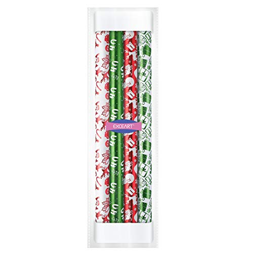 EXCEART 4 Piezas de Papel de Regalo de Navidad Rollos de Papel de Aluminio Envoltorios de Dulces Papel de Regalo Festivo para Navidad Cumpleaños Vacaciones