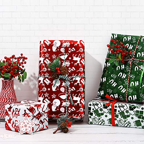 EXCEART 4 Piezas de Papel de Regalo de Navidad Rollos de Papel de Aluminio Envoltorios de Dulces Papel de Regalo Festivo para Navidad Cumpleaños Vacaciones