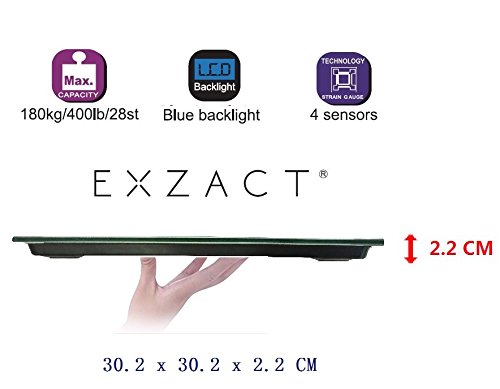 Exzact Báscula Corporal Electrónica/Báscula de Baño Digital/Escala Personal - 180kg - Exhibición del LCD de la contraluz (Rosa Metalizado)