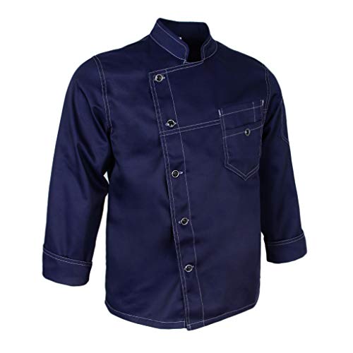 F Fityle Chaqueta de Poli-algodón Chef Patrones de Puntadas Simple Clásico De Moda Cocinero - Azul marino, L