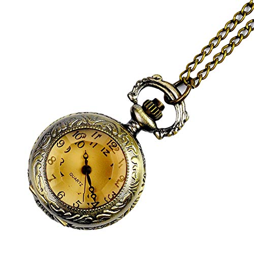 FafSgwq Reloj De Bolsillo Retro Nostalgia Reloj De Bolsillo De Cuarzo con Número árabe Grabado Vintage con Cadena Regalo De Cumpleaños Regalo De Novia Romántico Bronce Antiguo