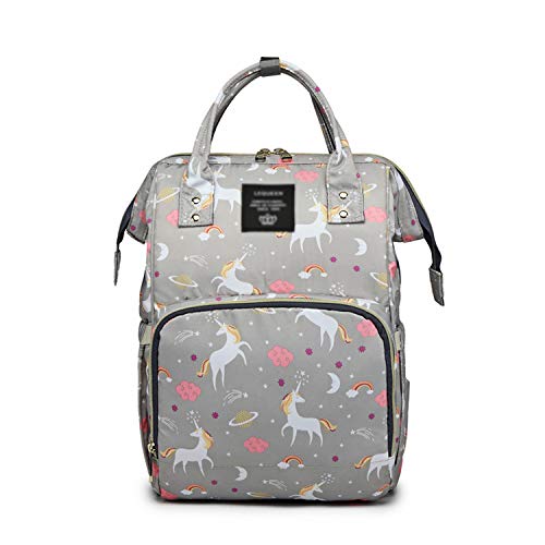 FANDARE Mochilas de Pañales Biberones Cambio Bebé con Bolsillo Térmico Mochila Bolsa de Escuela Mochilas Tipo Casual Bolsos de Mujer Bolsa de Viaje Niña Adolescente Viaje Mochilas Nylon Gris