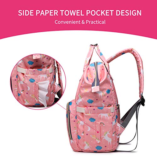 FANDARE Mochilas de Pañales Biberones Cambio Bebé con Bolsillo Térmico Mochila Bolsa de Escuela Mochilas Tipo Casual Bolsos de Mujer Bolsa de Viaje Niña Adolescente Viaje Mochilas Nylon Gris