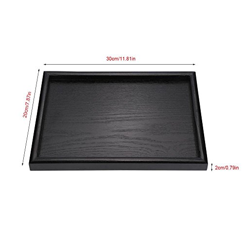 fdit Madera Bandeja para servir rectángulo té de fruta plato de desayuno para Home Hotel Cafe Coffee kantinen Negro Lacado, 30*20*2cm