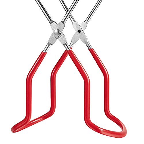 Feliciay - Pinzas Para Levantar Tarros Conservas, Mango de Inoxidable Calidad, Agarre Seguro, Antideslizante, Plegable, Compatible Con Embudo Silicona, Vidrio Normales Conservas (Rojo)